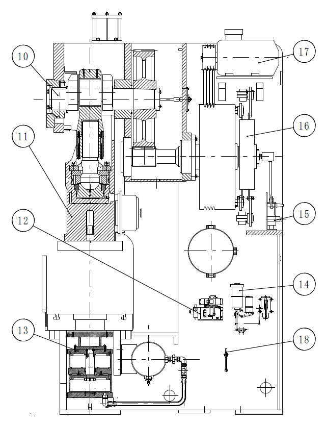 Рис. Компоновка главных деталей пресса